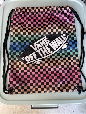 Vans Off The Wall Rainbow Checkerboard Drawstring Backpack Cinch Bag OS