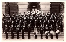 RPPC of Large Marching Band Group on Steps Vintage Postcard