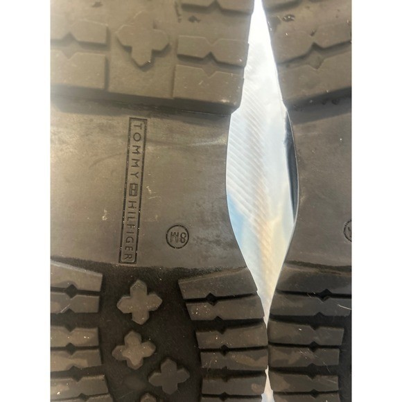 Tommy Hilfiger Womens Black Leather Lace Up Zip Combat Boots Size 8M thumbnail 7