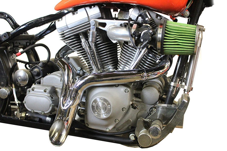 Cabezal de tubo de escape cromado Wyatt Gatling pulgadas Y pulgadas para Harley Davidson Foto 2 de 4