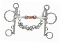 Double Jointed, Copper Lozenge Pelham, Stainless Steel - 6 Double Jointed, Copper Lozenge Pelham, Stainless Steel - 6