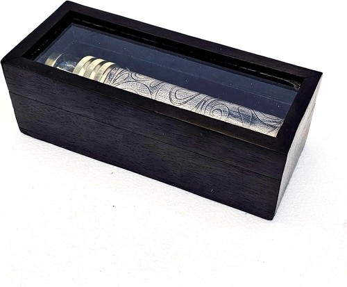 Antiguo Caleidoscopio Rueda Líquida Negro Vintage Marítimo Óptico Latón con CAJA - Imagen 2 de 6