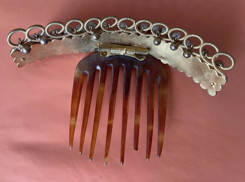 VINTAGE Peigne à chignon façon écaille décor perles - Photo 2/4