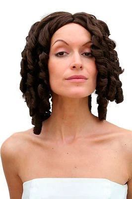WIG ME UP Perücke Damen Barock Piraten Karibik Kolonial Spirallocken Locken Brünett Braun