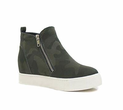 Soda Taylor Slip on Hidden Wedge Booties Fashion Sneaker Shoes Side Zipper