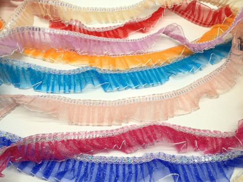 NETZ RÜSCHENBORTE SPITZE, GERAFFTE SPITZE MIT PAILLETTEN UND GLITZER, 10 FARBEN VERFÜGBAR - Bild 1 von 12