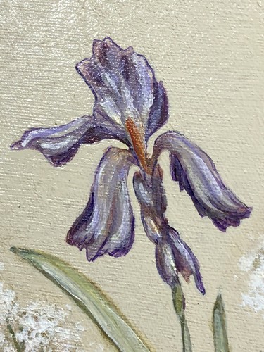 Lg Vintage Original OIL PAINTING Flowers Blue Birds Artist Signed Hazel Hartman - Picture 8 of 11