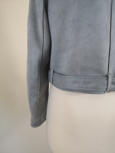 Zara Basic Outerwear Suede Cropped Jacket Blue Size M - Picture 10 of 15