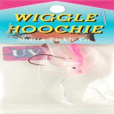 Mack's Lure 40558 Pee Wee Wiggle Hoochie Pink UV Spat Back Glow, Multicolor