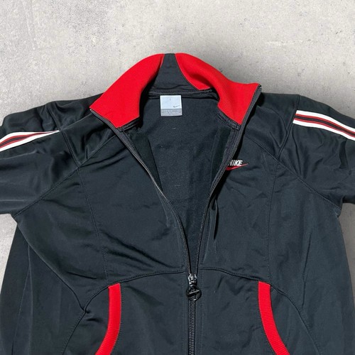 Vintage Nike Track Sweater Boys Medium (8-10) Black Red Full Zip High Neck Y2K 5 - Picture 3 of 13