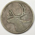 1945 Canada 25 Cents - George VI - Very Good (VG) KM#35 - 80% Silver - 7072
