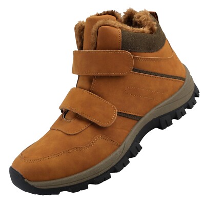 Herren Warm Gefüttert Winter Stiefel Boots Klettverschluss Camel 72426 