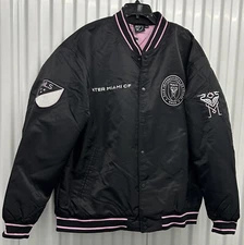Inter Miami CF Men Bomber Jacket 3XL MLS full snap varsity Jacket black New