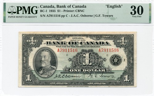 $1 1935 Bank of Canada, BC-1 - PMG Very Fine 30