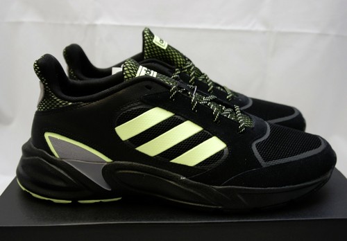 ADIDAS 90s Valasion Black Hi-Res Yellow Mens 10.5 Sneaker Running Neon EG5639