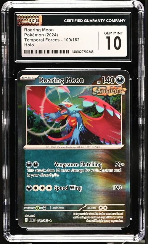 CGC Gem Mint 10 Roaring Moon Holo 109/162 Pokémon Temporal Forces