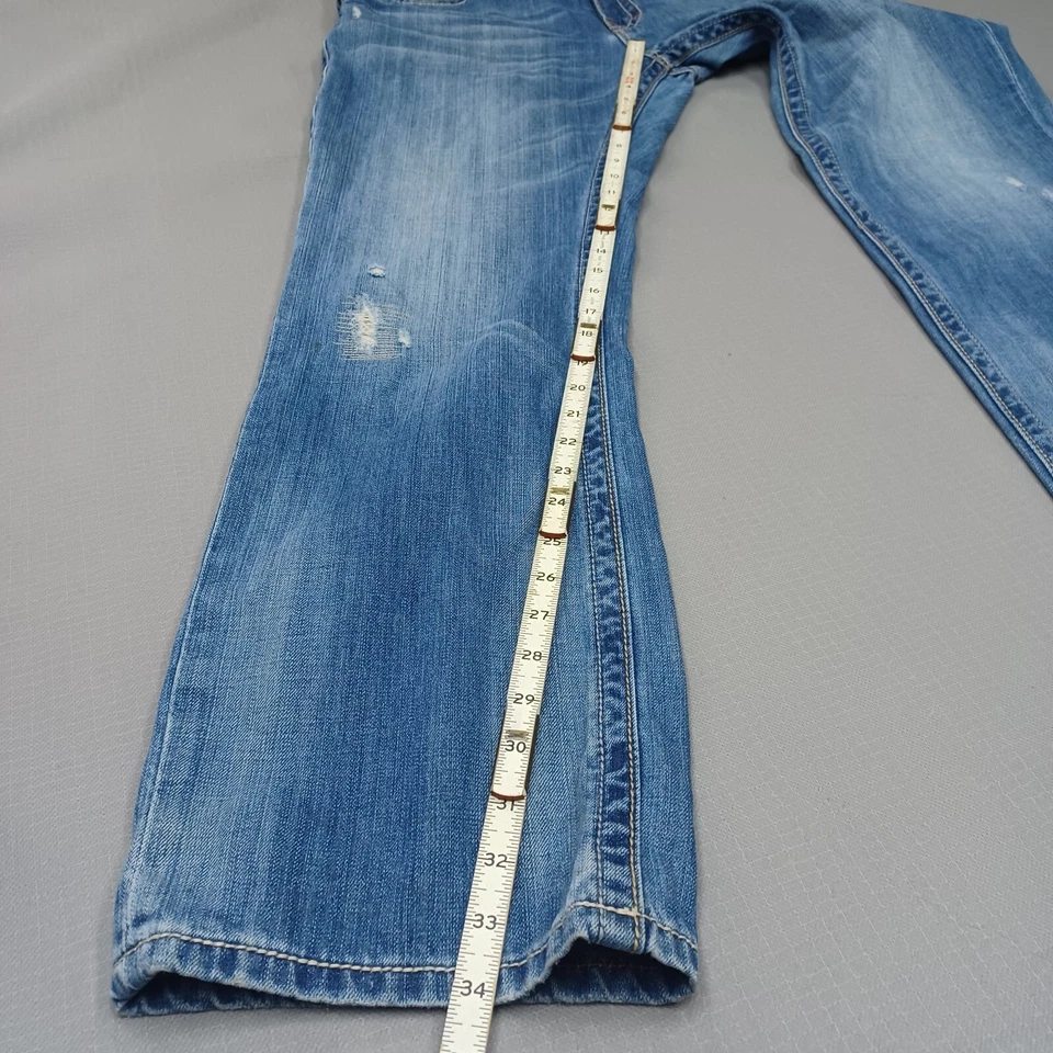 Rock Revival Jeans Men 36x34 Jimi Fleur-de-lis Distressed Straight Blue Stitched - Image 4 of 4