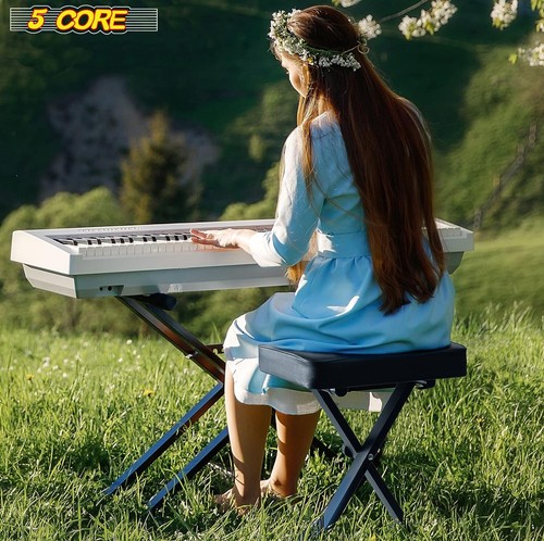 5 Core Keyboard Bench 3" Padded Cushioned Piano Stool Adjustable Guitar Seat - Picture 9 of 10