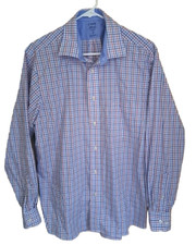 Chaps Regular Fit Dress Shirt Coolmax Long Sleeve Men's Size 16 (34/35) Checked
