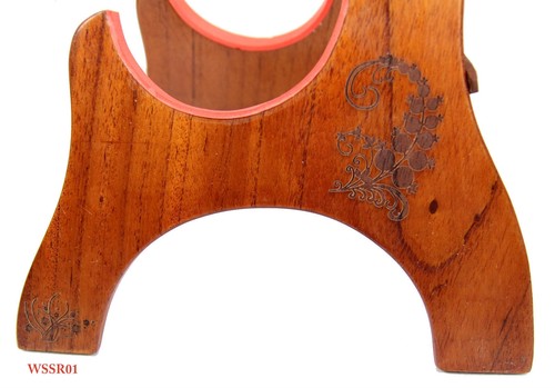 Solid Mahogany Laser Picture Wood Stand For 21" Soprano Ukulele Violin WSSR01-07 - Picture 6 of 29