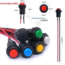 Latching Push Button Switch OFF-ON SPST 12mm Normally Open With 20cm Wire