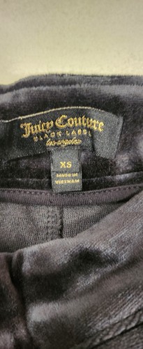 Juicy Couture Trousers Size XS Pitch Black Cropped Wide Leg Black Label Velour - Picture 3 of 6