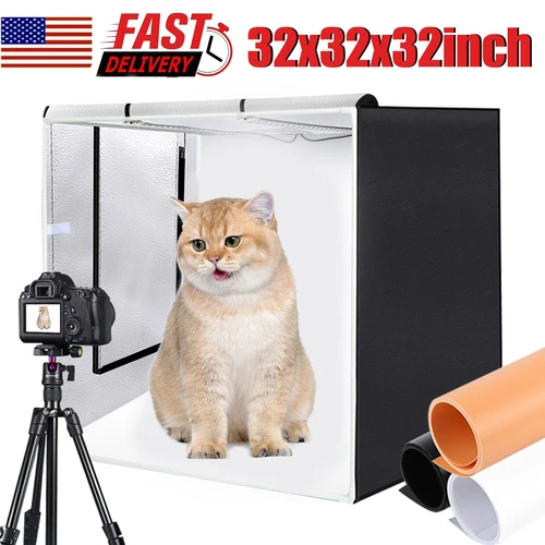 PULUZ 32" Large LED Light Box Photo Tent Dimmable Photography Studio Shooting
