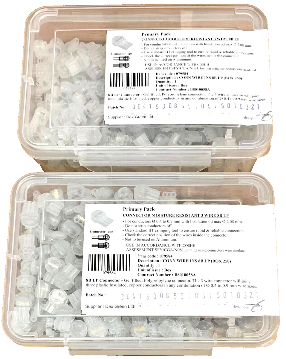 Connettore Gelatina Crimp Connettori Telefonici A Gelatina (Jelly Crimp) 100x8B 3 Fili - Come Usati Da BT, Virgin Telecom Italia - Foto 1