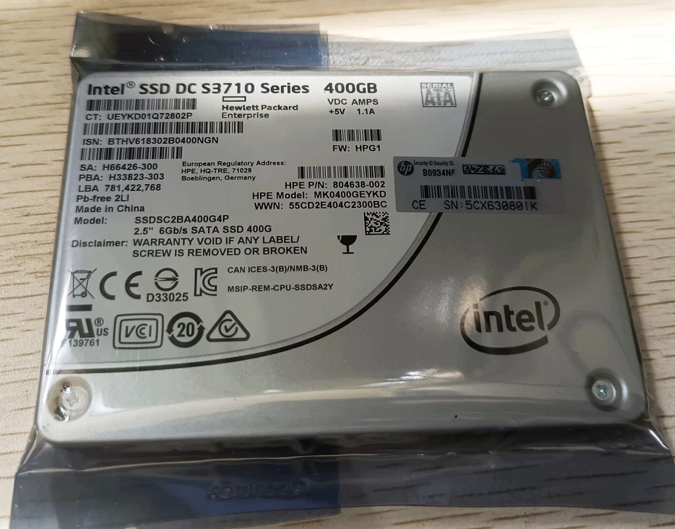 HP Intel SSD DC S3710 Series 400GB SSDSC2BA400G4P 2.5" 6Gbs SATA SSD 804638-002 - Image 2 of 2