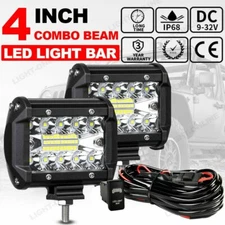 2x 4inch 200W Square LED Work Light Bar Combo Beam SPOT Light /FLOOD 3''+Wiring