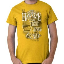 Iowa The Hawkeye State Est 1846 Map Tourist Adult Short Sleeve Crewneck Tee