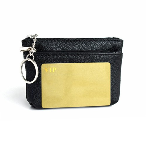 Women's Zipper Coin Purse Change Wallet PU Leather Card Holder Keychain Simple - Picture 15 of 33