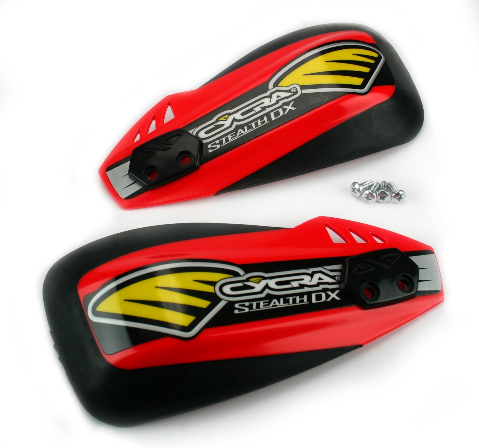 Protège-mains Cycra Stealth DX rouge avec bouclier ultra résistant aux chocs