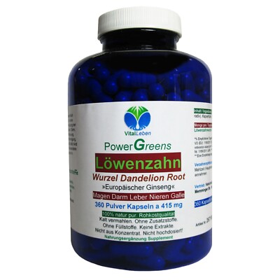 Löwenzahn Wurzel Dandelion Root Bitterstoffe 360 Pulver Kapseln. 26710-360