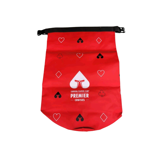 Carnival Cruise Line Players Club Premier Cruise Red PVC Tote Dry Bag 2 Pins - Picture 4 of 4
