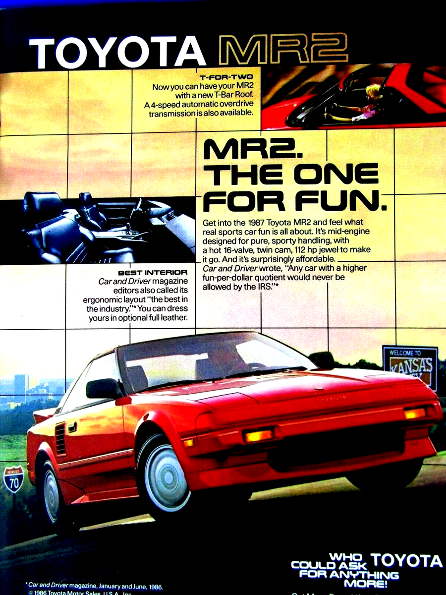 1987 Toyota MR 2 Vintage T FOR TWO The One For Fun Original Print