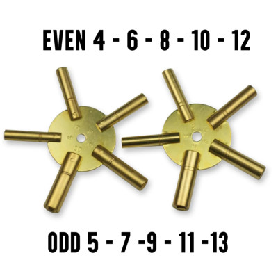 UHR AUFZIEHSCHLÜSSEL Messing Spinnenstern ODD 5-7-9-11-13 AUCH 4-6-8-10-12 alter Aufwickler