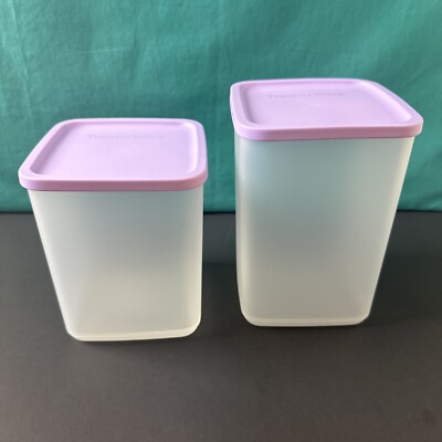 Tupperware Basic Bright Square Container Lilac Purple 9.25 Cup & 7.25 Cup New
