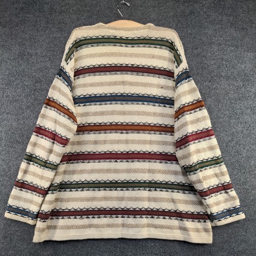 Structure Men's Knit Henley Sweater Large Long Sleeve Multicolor Striped - Picture 6 of 12