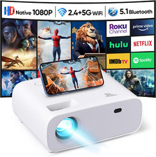 Projector with Wifi and Bluetooth, 18000 Lumen Native 1080P Projector,Portable O