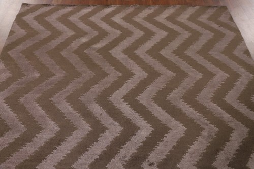 Authentic Hand-Knotted Nepalese Indian Chevron Rug 6x9 ft Carpet - Picture 11 of 19