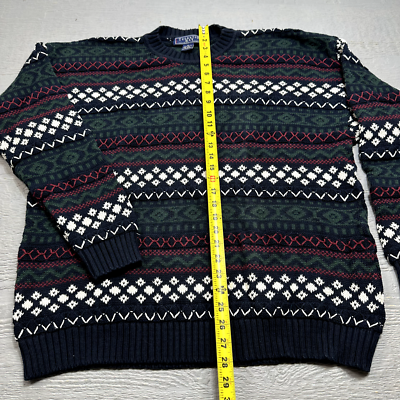 Vintage Thornton Bay Sweater Mens XL Green Red Roung Neck Knit