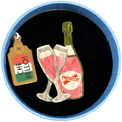 Erstwilder Che Bello - Bellinis at Brunch - Prosecco Brooch. NIB.
