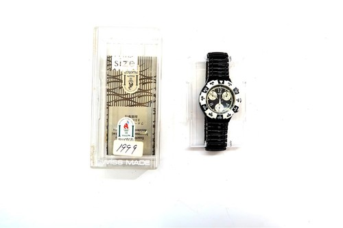 NEW Swatch AquaChrono Watch BLACK JACK SEB100 w/ Case & Papers 1995 Mid Size - Picture 3 of 11