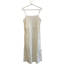 Zara Home Womens Dress S Small White Cotton Sleeveless Lace Trim 3115/121 NWT