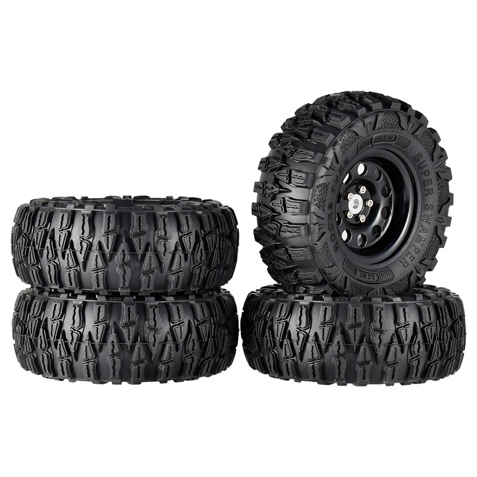 4PCS 2.2 Inch Rubber Tyres With Black Metal Rim for 1:10 Axial SCX10 RC Crawler - Bild 4 von 4