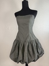 NWT PRETTY LITTLE THING size 4 Strapless Bubble Hem Charcoal Dress Grey