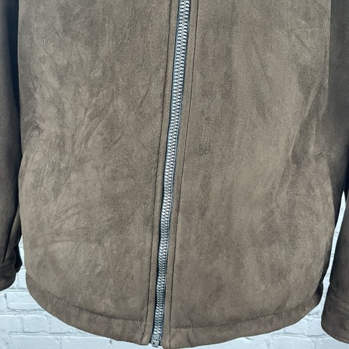 Alf Brown Microsueded Fleece Windproof Full Zipped Collared Jacket Size Medium M - Picture 9 of 14
