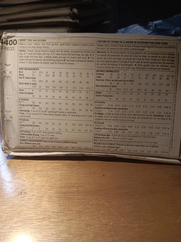 Simplicity Pattern 4400 Fashion Historian Martha McCain Size U5 16-24 uncut - Image 2 of 2