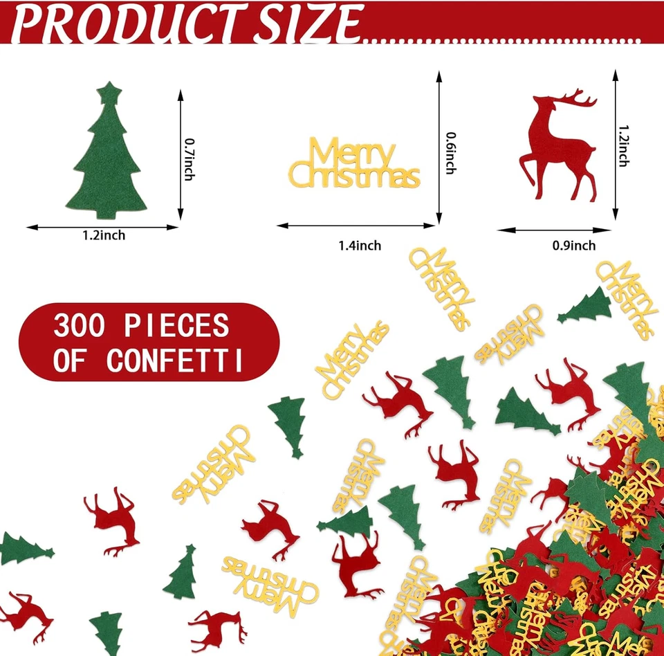 Feliz Navidad Confeti Árbol de Navidad Alce Mesa Mixta Confeti Espolvoreos para Cristo Foto 2 de 4